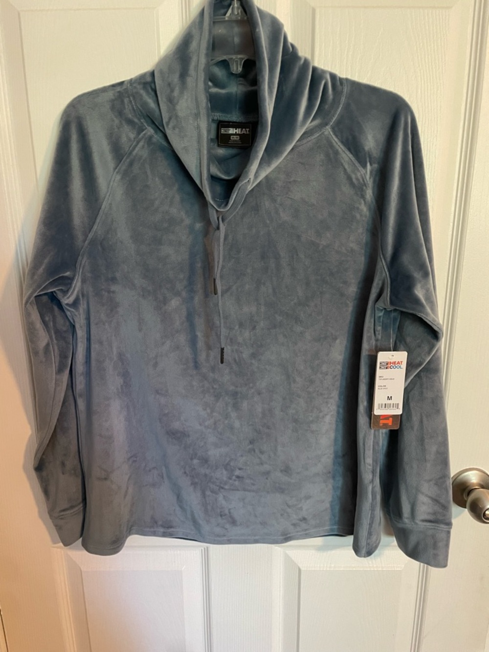32 Degrees Plush Funnel-Neck Pullover in Slate Blue